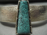 Vintage Native American Hopi Bracelet- Spiderweb Turquoise Sterling Silver Cuff Old-Nativo Arts