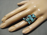 Impressive Vintage Native American Zuni Hand Carved Bird Sterling Silver Inlay Turquoise Ring-Nativo Arts