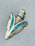 Rare Vintage Native American Navajo Turquoise Inlay Arrowhead Pendant-Nativo Arts