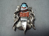Dolly Banteah Vintage Native American Zuni Turquoise Sterling Silver Pendant Old-Nativo Arts