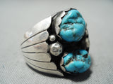 Marvelous Vintage Navajo Turquoise Sterling Silver Ring Native American Old-Nativo Arts