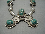 Quality Vintage Native American Navajo Cerrillos Turquoise Sterling Silver Necklace Old-Nativo Arts