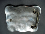 Rich Jim Navajo Native American Old Kingman Turquoise Sterling Silver Buckle-Nativo Arts