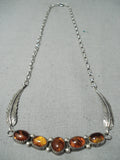 Dramatic Navajo Amber Sterling Silver Necklace Native American-Nativo Arts