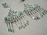 Breathtaking Vintage Native American Zuni American Turquoise Sterling Silver Dangle Earrings-Nativo Arts