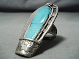 Very Important Vintage Native American Zuni Eddie Beyuka Turquoise Sterling Silver Ring-Nativo Arts