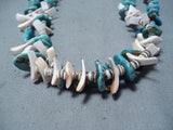 Impressive Vintage Navajo Turquoise Sterling Silver Necklace Native American Old-Nativo Arts