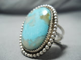 Enormous Earth Blue Turquoise Vintage Native American Navajo Sterling Silver Ring-Nativo Arts
