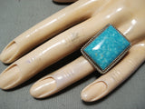 Awesome Vintage Navajo Native American Huge Kingman Sterling Silver Ring-Nativo Arts