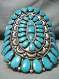 One Of The Best Vintage Native American Navajo Blue Gem Turquoise Sterling Silver Bracelet-Nativo Arts