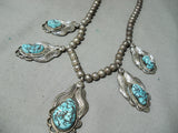 Intense Turquoise Vintage Native American Navajo Sterling Silver Necklace-Nativo Arts