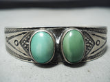 Early Vintage Native American Navajo Very Old Green Turquoise Sterling Silver Bracelet-Nativo Arts