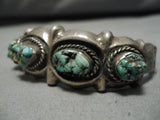Superlative Vintage Native American Navajo Seafoam Green Turquoise Sterling Silver Bracelet-Nativo Arts