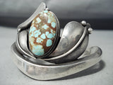 Signed Vintage Native American Navajo #8 Turquoise Sterling Silver Bracelet-Nativo Arts