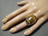 Huge Heavy Native American Navajo Sterling Silver Tigers Eye Ring-Nativo Arts