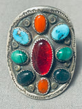 Ruby Red Vintage Native American Navajo Turquoise Sterling Silver Ring Old-Nativo Arts