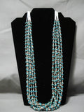 Native American Very Important!! Very Rare Zig Zag Turquoise Sterling Silver Heishi Necklace Old-Nativo Arts