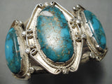 One Of The Best Vintage Native American Navajo Old Morenci Turquoise Sterling Silver Bracelet-Nativo Arts