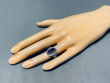 Important Native American Navajo Black Onyx Sterling Silver Ring-Nativo Arts