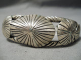 Hand Tooled Vintage Native American Navajo Concho Sterling Silver Bracelet Old-Nativo Arts