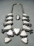 Women's Heart Vintage Native American Navajo Shell Sterling Silver Squash Blossom Necklace Old-Nativo Arts