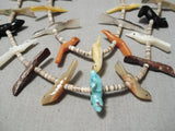 Authentic Vintage Native American Navajo Santo Domingo Turquoise Fetish Sterling Silver Necklace-Nativo Arts