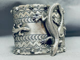 Colossal Gecko Native American Sterling Silver Bracelet Cuff-Nativo Arts