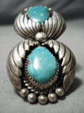 Tremendous Sadie Calvin Vintage Native American Navajo Turquoise Sterling Silver Ring Old-Nativo Arts