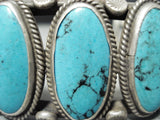 Museum Vintage Native American Navajo Spipderweb Turquoise Sterling Silver Bracelet-Nativo Arts