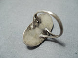Marvelous Vintage Native American Zuni Blue Gem Turquoise Sterling Silver Ring Old-Nativo Arts