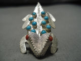 Important Vintage Native American Navajo Sterling Silver Turquoise Horned Toad Pin-Nativo Arts