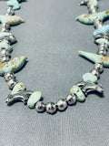 One Of The Best Vintage Navajo Turquoise Bird Fetish Sterling Silver Necklace-Nativo Arts