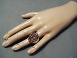 Fabulous Navajo Coral Sterling Silver Ring Native American-Nativo Arts