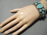 Puddles Of Turquoise Vintage Native American Navajo Sterling Silver Bracelet-Nativo Arts