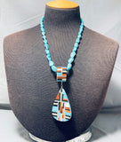 Native American One Of The Best Vintage Santo Domingo Turquoise Inlay Sterling Silver Necklace-Nativo Arts