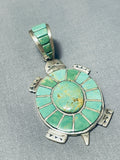 Native American Rare Vintage Inlay Royston Turquoise Sterling Silver Turtle Pendant-Nativo Arts