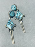 The Best Vintage Native American Navajo Blue Diamond Turquoise Sterling Silver Earrings-Nativo Arts