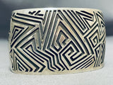 Advanced Work Freddy Douglas Signed Native American Navajo Sterling Silver Bracelet-Nativo Arts