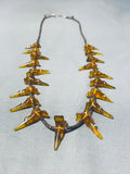 Outstanding Native American Zuni Ancient Tree Sap Sterling Silver Necklace-Nativo Arts