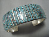 Marvelous Vintage Native American Navajo Turquoise Inlay Allison Sterling Silver Bracelet-Nativo Arts