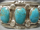 Magnificent Vintage Native American Navajo #8 Turquoise Sterling Silver Bracelet Cuff Old-Nativo Arts