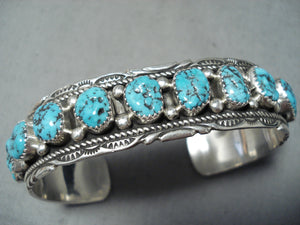 Impressive Navajo Kingman Turquoise Sterling Silver Bracelet Native American-Nativo Arts