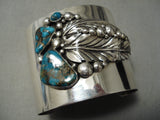 Colossal Blue Thunder Turquoise Vintage Native American Navajo Sterling Silver Bracelet-Nativo Arts