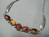 Dramatic Navajo Amber Sterling Silver Necklace Native American-Nativo Arts