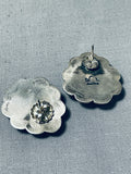 Signed Vintage Native American Navajo Turquoise Sterling Silver Earrings-Nativo Arts