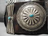 Heavy Authentic Vintage Native American Navajo Turquoise Sterling Silver Concho Belt Old-Nativo Arts