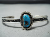 Outstanding Vintage Native American Navajo Bisbee Turquoise Sterling Silver Bracelet-Nativo Arts