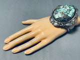 Biggest Best Vintage Native American Navajo Domed Carico Lake Turquoise Sterling Silver Bracelet-Nativo Arts