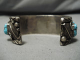 Chunky Chunky! Vintage Navajo Turquoise Native American Sterling Silver Bracelet-Nativo Arts