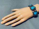 Outstanding Vintage Native American Navajo Blue Diamond Turquoise Sterling Silver Bracelet-Nativo Arts
